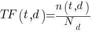 TF(t,d) = {n(t,d)} / {N_d}
